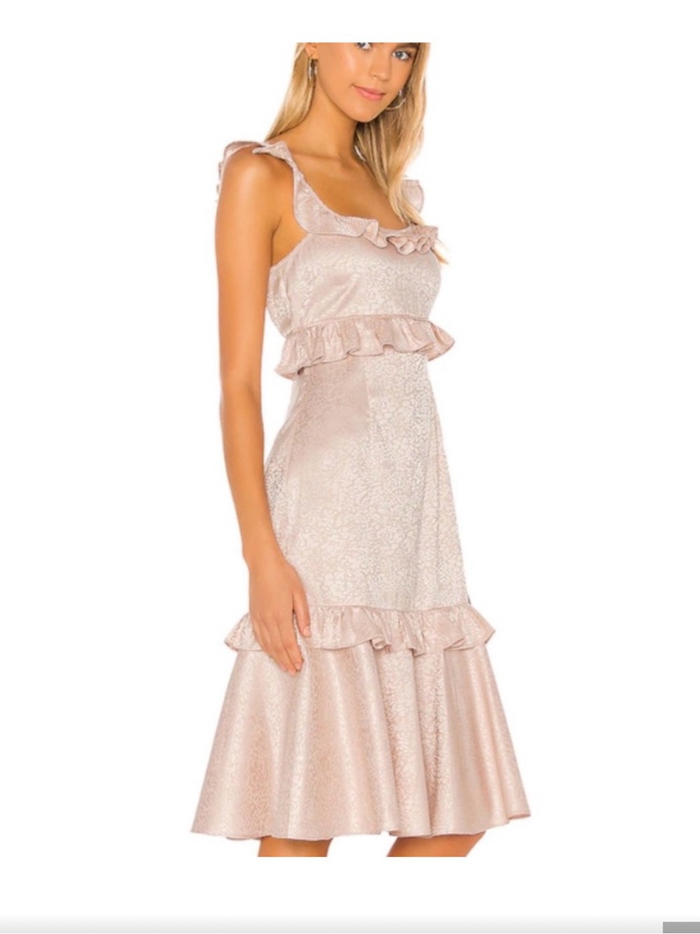 SAYLOR Blush Pink Ruffle Midi Dress